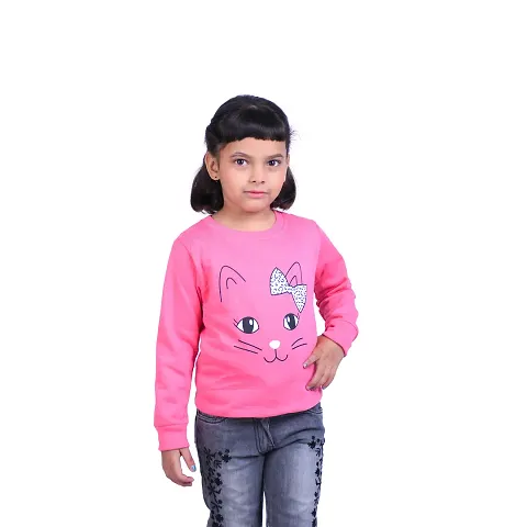 Mini Lily Cotton Blended Sweatshirt For Girls | Pink | 7-8 Years | KIDS00281