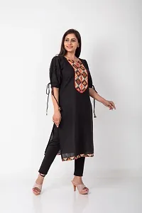 YPINKZ Round Neck Half Sleeves Slub Cotton Kurti for Women-thumb3