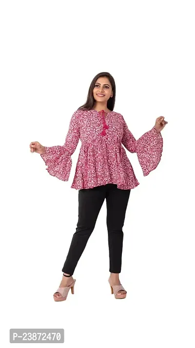 YPINKZ Keyhole Neck Full Sleeves Katha Cotton Top for Women