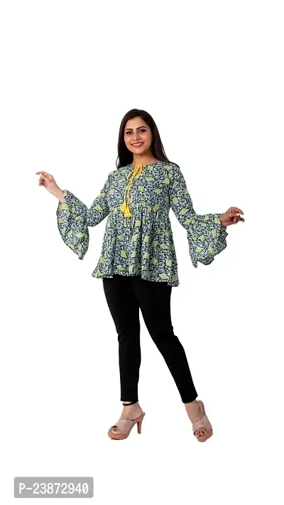 YPINKZ Keyhole Neck Full Sleeves Katha Cotton Top for Women-thumb0