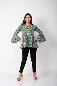 YPINKZ Keyhole Neck Full Sleeves Katha Cotton Top for Women-thumb1