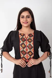 YPINKZ Round Neck Half Sleeves Slub Cotton Kurti for Women-thumb2