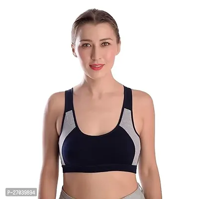 Stylish Navy Blue Cotton Solid Bras For Women