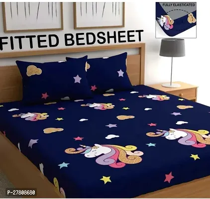 Comfortable Cotton 3D Printed King Bedsheet with Two Pillow Covers-thumb0