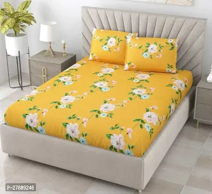 Comfortable Cotton Floral King Bedsheet with Two Pillow Covers-thumb0