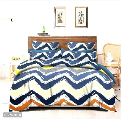 Comfortable Cotton Printed Super King Bedsheet with Two Pillow Covers-thumb0