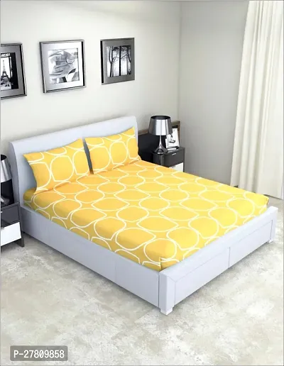 Comfortable Cotton 3D Printed Super King Bedsheet with Two Pillow Covers