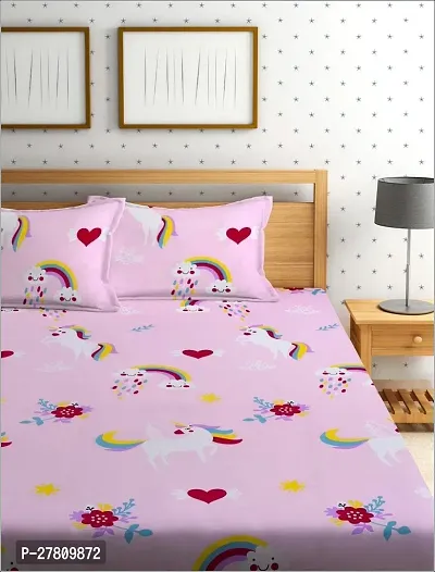 Comfortable Cotton 3D Printed Super King Bedsheet with Two Pillow Covers