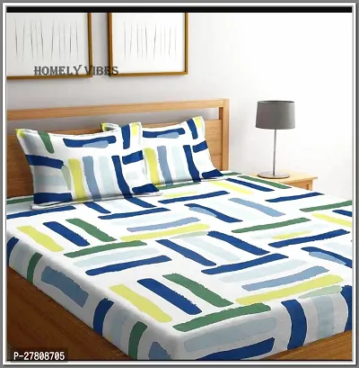 Comfortable Cotton 3D Printed King Bedsheet with Two Pillow Covers