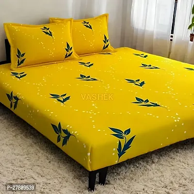 Comfortable Cotton 3D Printed King Bedsheet with Two Pillow Covers-thumb0
