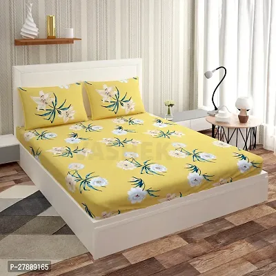 Comfortable Microfiber Floral King Bedsheet with Two Pillow Covers-thumb0