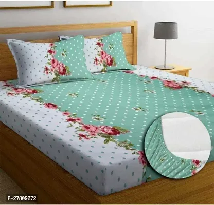 Comfortable Cotton Printed King Bedsheet with Two Pillow Covers-thumb0