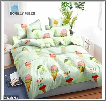 Comfortable Cotton 3D Printed King Bedsheet with Two Pillow Covers