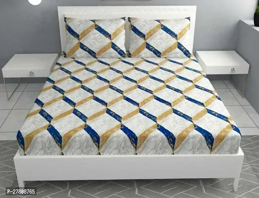 Comfortable Cotton Printed King Bedsheet with Two Pillow Covers