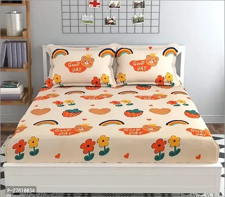 Comfortable Cotton 3D Printed Super King Bedsheet with Two Pillow Covers