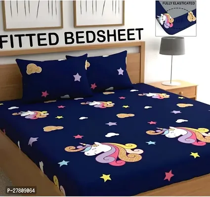 Comfortable Cotton 3D Printed Super King Bedsheet with Two Pillow Covers-thumb0