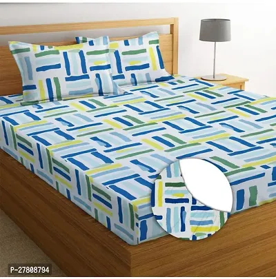 Comfortable Cotton 3D Printed King Bedsheet with Two Pillow Covers