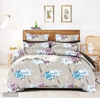 Comfortable Cotton 3D Printed King Bedsheet with Two Pillow Covers