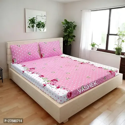 Comfortable Cotton 3D Printed King Bedsheet with Two Pillow Covers