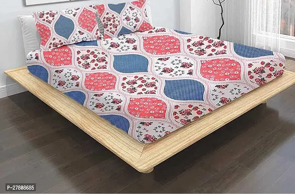 Comfortable Polycotton 3D Printed Double Bedsheet with Two Pillow Covers