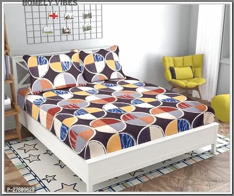 Comfortable Cotton 3D Printed King Bedsheet with Two Pillow Covers