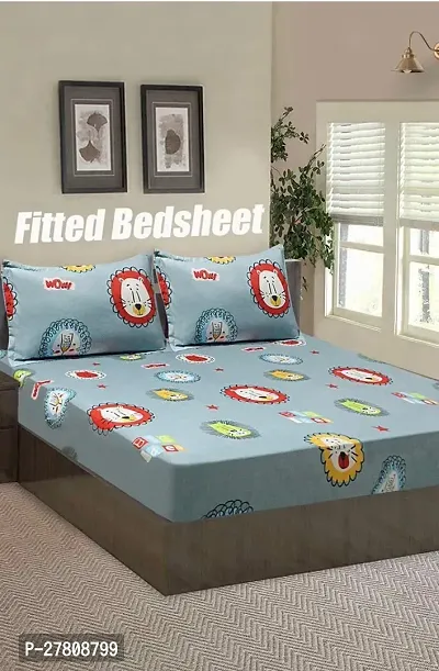 Comfortable Cotton 3D Printed King Bedsheet with Two Pillow Covers