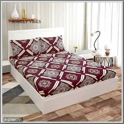 Comfortable Cotton 3D Printed King Bedsheet with Two Pillow Covers