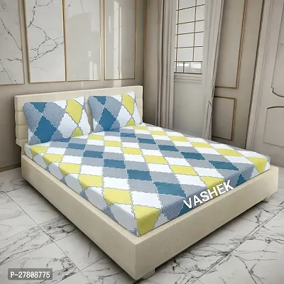 Comfortable Cotton 3D Printed King Bedsheet with Two Pillow Covers