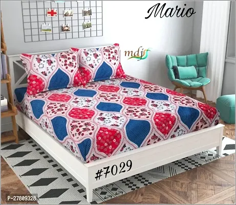 Comfortable Cotton 3D Printed Super King Bedsheet with Two Pillow Covers