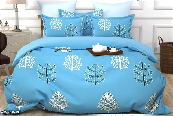 Comfortable Cotton 3D Printed Super King Bedsheet with Two Pillow Covers