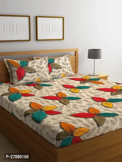 Comfortable Cotton 3D Printed King Bedsheet with Two Pillow Covers