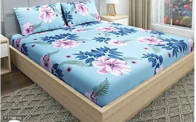 Comfortable Cotton Floral King Bedsheet with Two Pillow Covers-thumb0