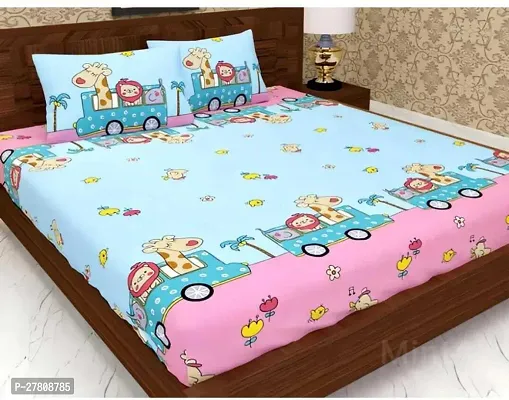 Comfortable Cotton Printed Super King Bedsheet with Two Pillow Covers