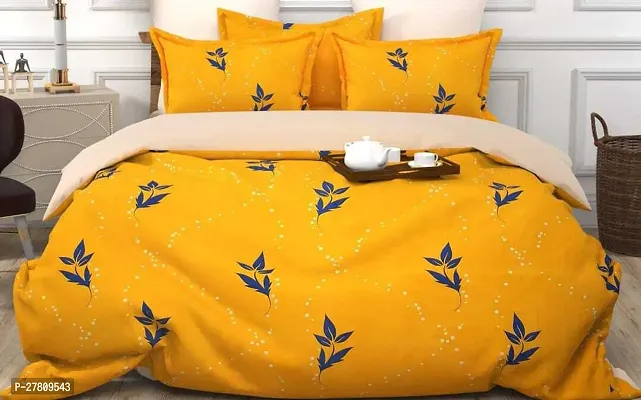 Comfortable Cotton 3D Printed Super King Bedsheet with Two Pillow Covers-thumb0