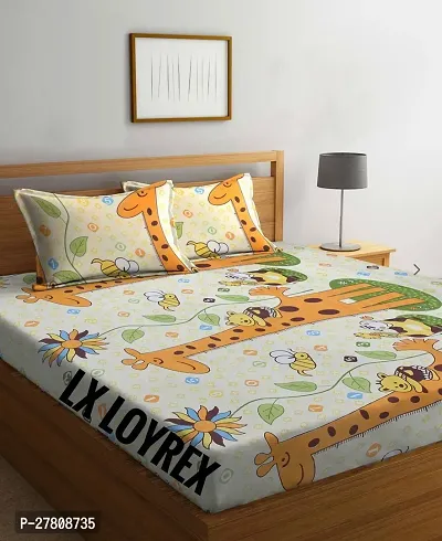 Comfortable Cotton 3D Printed Super King Bedsheet with Two Pillow Covers-thumb0