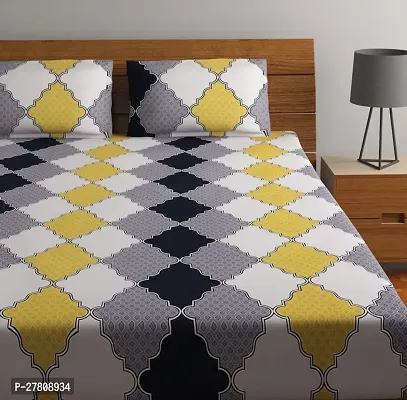 Comfortable Cotton 3D Printed King Bedsheet with Two Pillow Covers