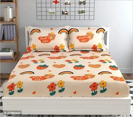 Comfortable Cotton 3D Printed Super King Bedsheet with Two Pillow Covers