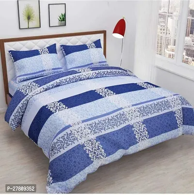 Comfortable Cotton Printed King Bedsheet with Two Pillow Covers-thumb0