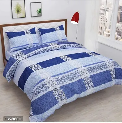 Comfortable Polycotton 3D Printed Double Bedsheet with Two Pillow Covers-thumb0