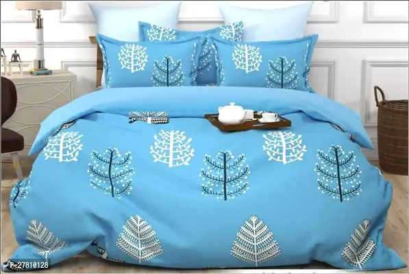 Comfortable Cotton 3D Printed Super King Bedsheet with Two Pillow Covers