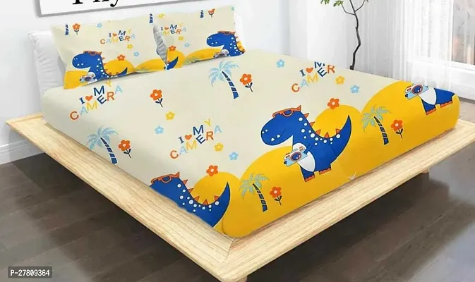 Comfortable Polycotton 3D Printed Double Bedsheet with Two Pillow Covers