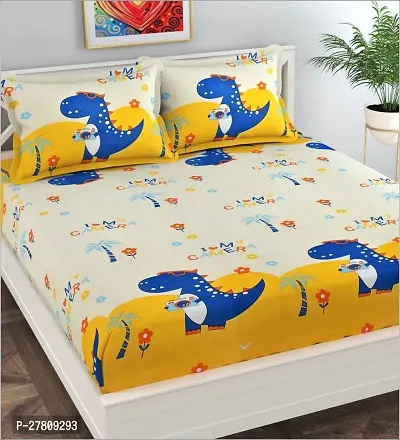 Comfortable Cotton 3D Printed Super King Bedsheet with Two Pillow Covers