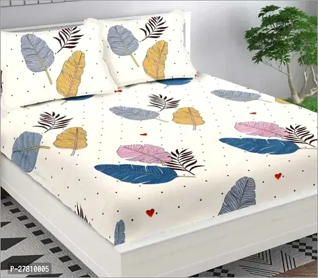 Comfortable Cotton 3D Printed Super King Bedsheet with Two Pillow Covers-thumb0