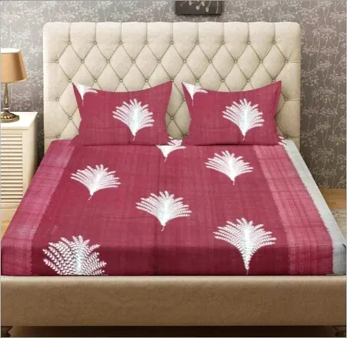 Vevique 200 TC 100% Cotton Floral Design Print Mix N Match Bedsheet for Double Bed with 2 Pillow Bed Cover | Maroon | Bedsheet Size - 90 * 100 inch | Pillow Size - 17 * 27 inch