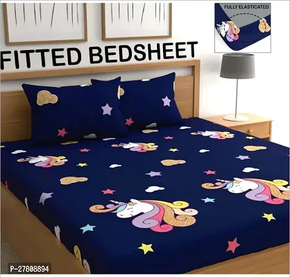 Comfortable Cotton 3D Printed Super King Bedsheet with Two Pillow Covers