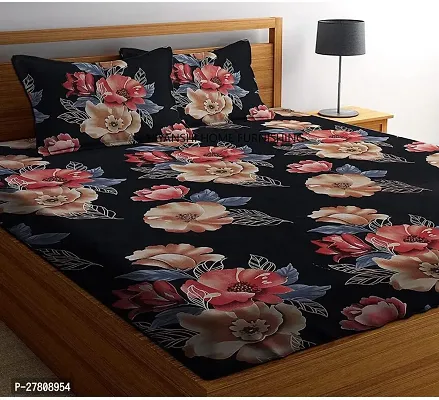 Comfortable Cotton 3D Printed King Bedsheet with Two Pillow Covers