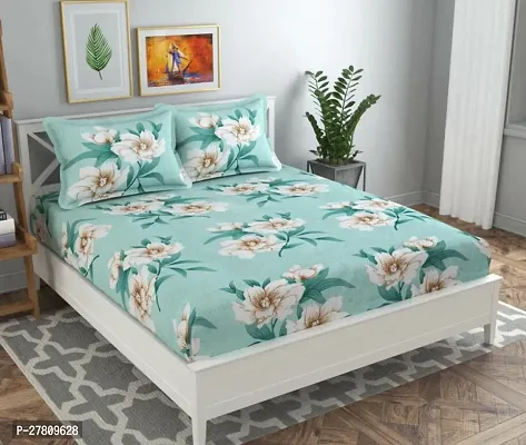 Comfortable Polycotton Floral Double Bedsheet with Two Pillow Covers