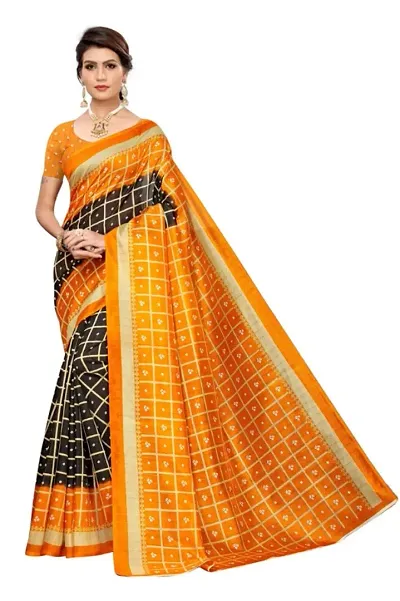 Elegant Art Silk Checked Women Saree with Blouse piece