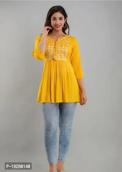 Elegant Yellow Rayon  Tunic For Women