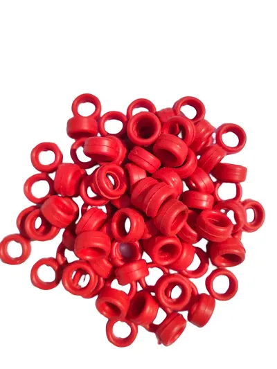 Red Hard Rubber 40 Pcs Pigeon Foot Ring